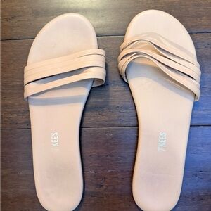 TKEES Women's Cream Slide Sandals